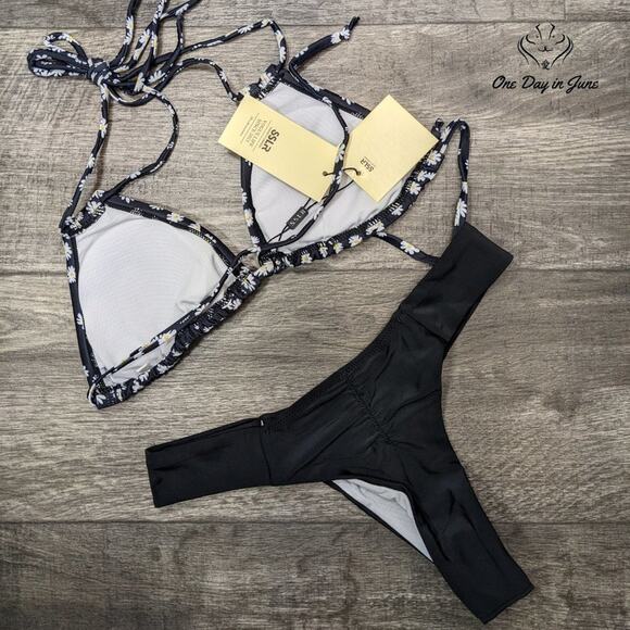 SSLR Daisy Triangle Ruched Bottom Bikini Size M - Picture 3 of 3